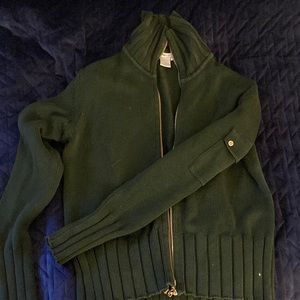 Vintage forest green zip up sweater heavy weight